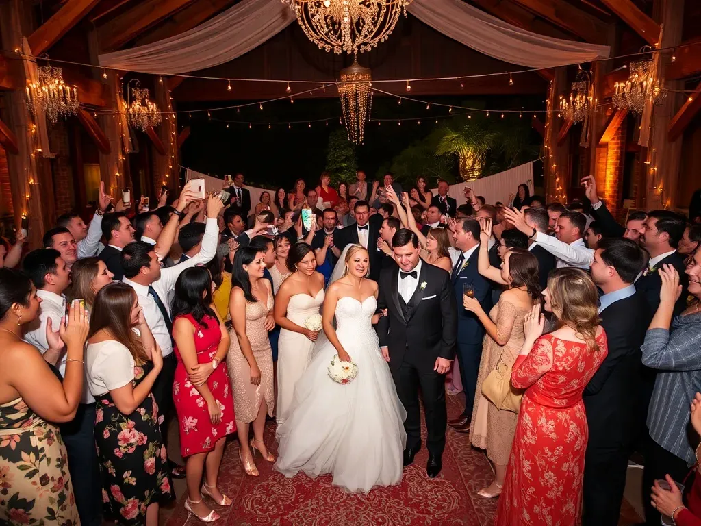 wedding party and many wedding guests