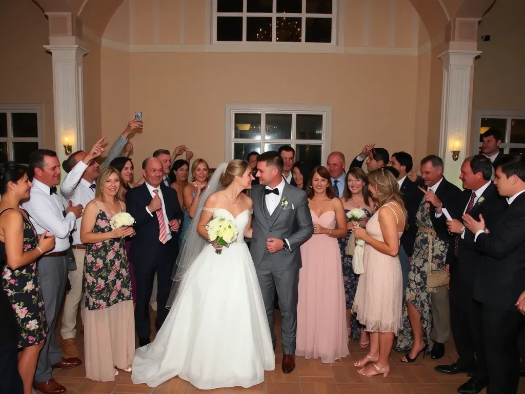 wedding party and many wedding guests