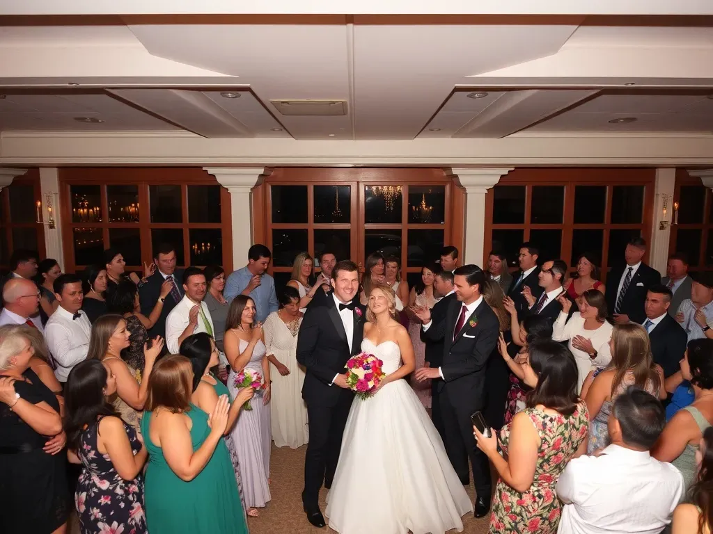 wedding party and many wedding guests