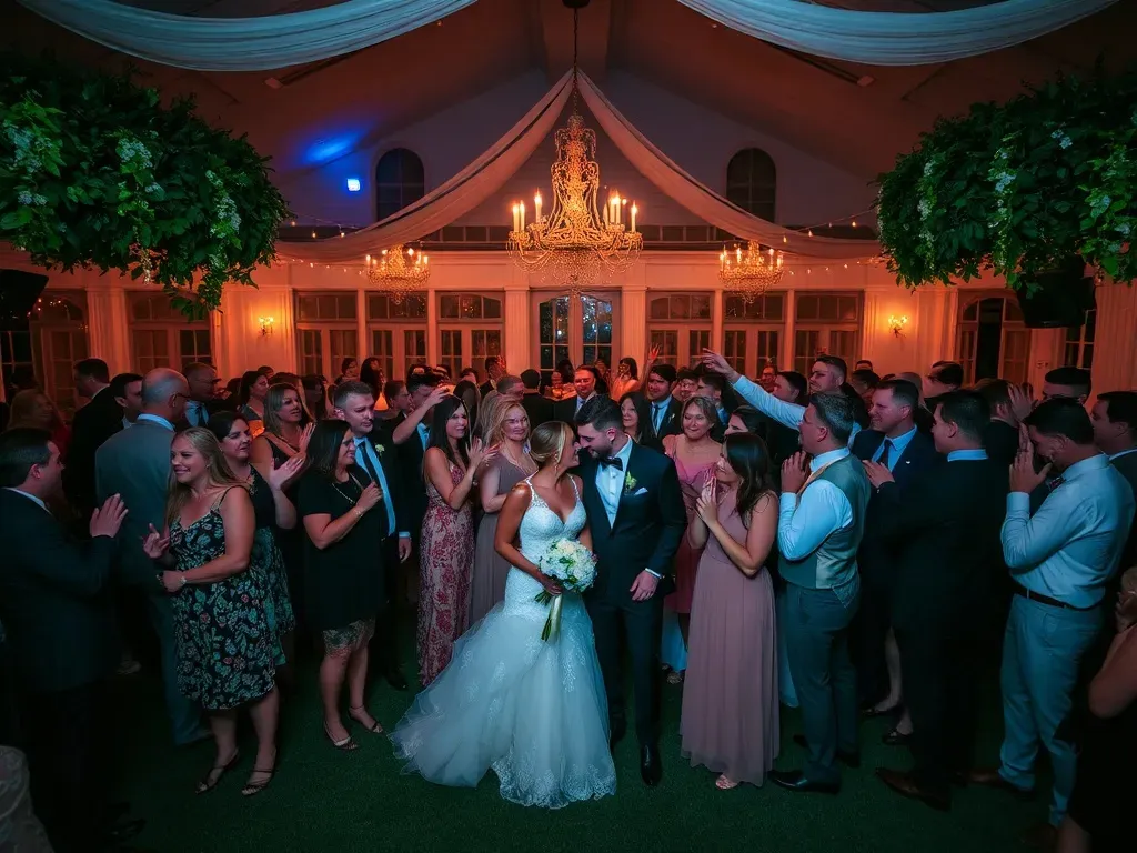 wedding party and many wedding guests